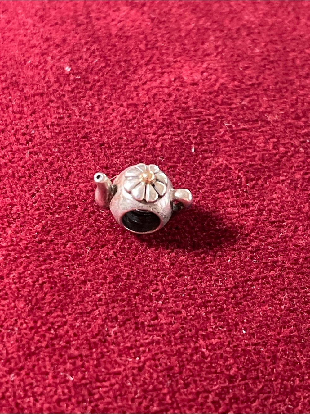 Pandora Sterling Silver Teapot Charm with 14k Yellow Gold Accent Bead